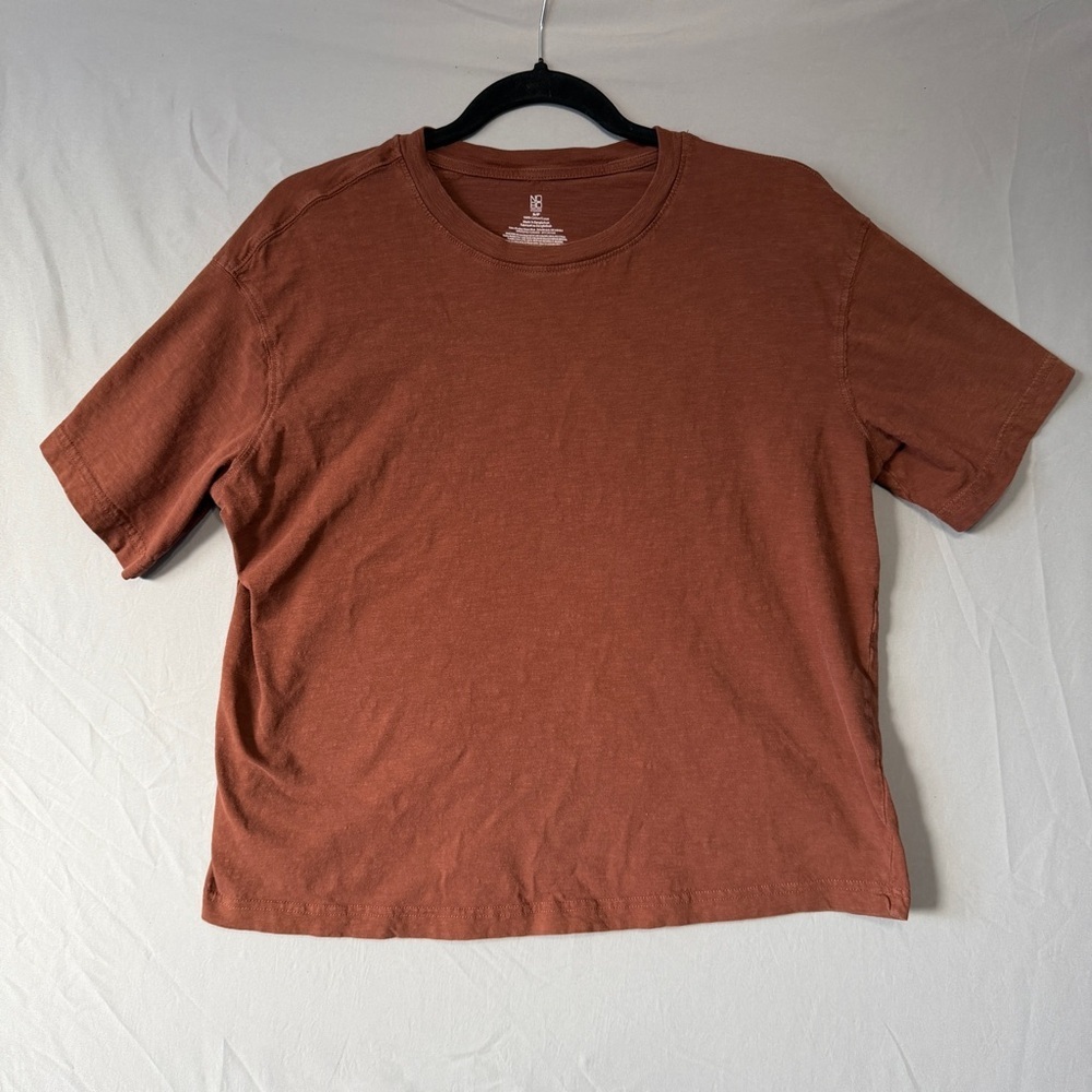 Nobo Womens Boxy Fit Cropped T Shirt Small Brown Grunge Loungewear Basic Cotton